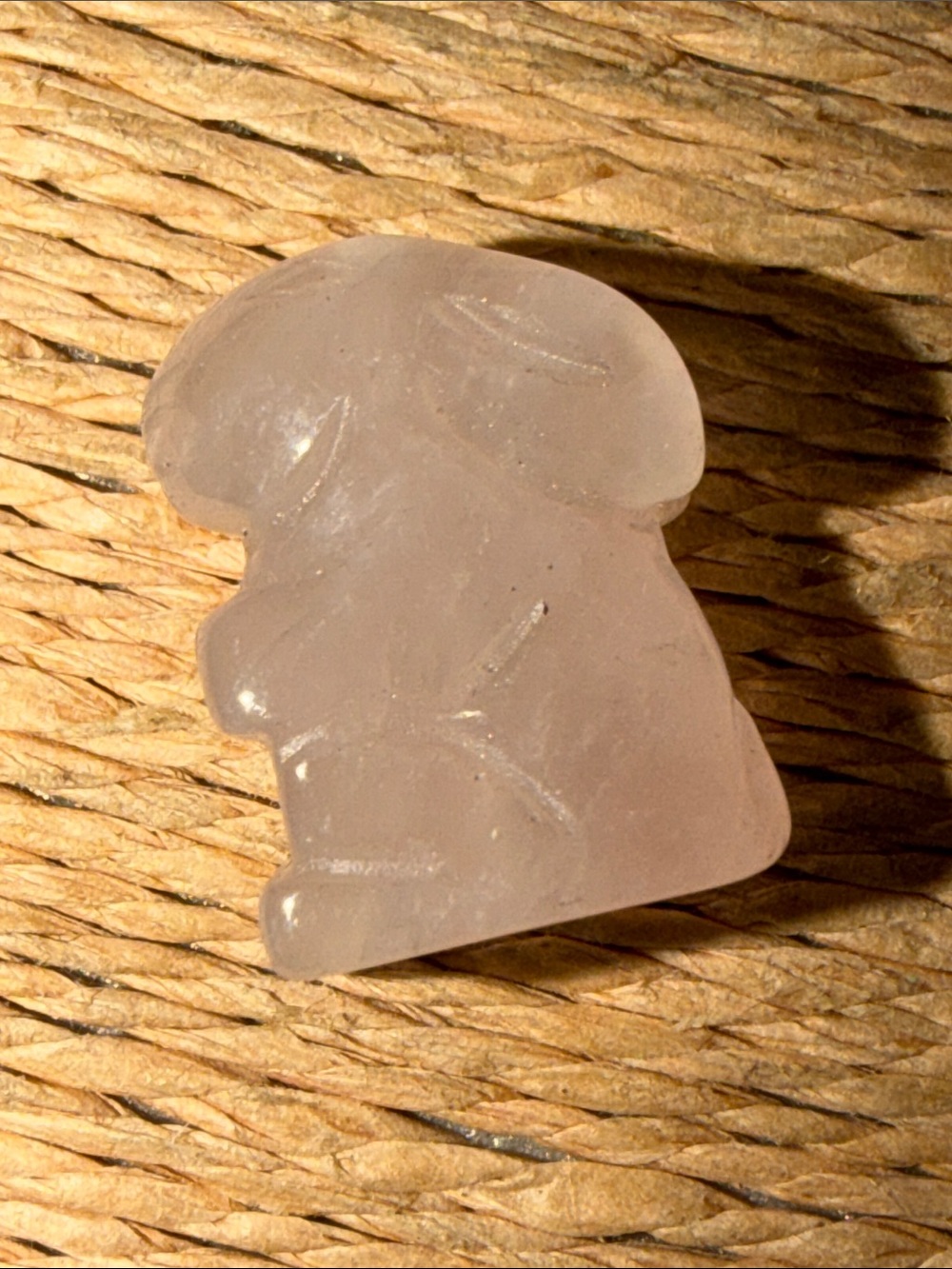 Rose Quartz Bunny Figurine bead Pendant